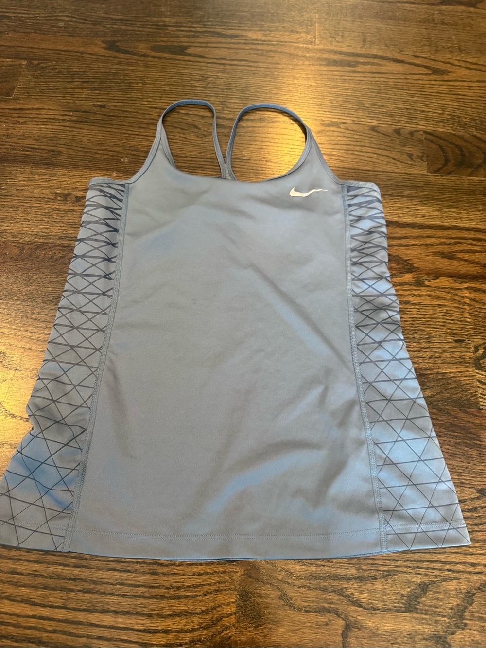 Nike Women's Blue Gray Dri -fit  Tank with Crisscross Side Panels